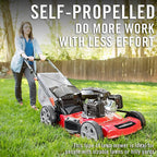 PowerSmart Self Propelled Lawn Mower, 22 Inch Lawn Mower Self-propelled, 200CC 4-Stroke Engine, 3 in 1 Gas Lawn Mower with Bag, 5 Cutting Heights Adjustable (1.2''-3.5'')