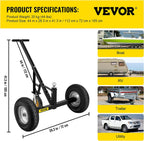 Adjustable Trailer Dolly, 800 Lbs Capacity Trailer Mover Dolly, 15.7" -23.6" Adjustable Height, 2" Ball Trailer Mover with 16" Wheels, Heavy-Duty Tow Dolly for Car, RV, Boat
