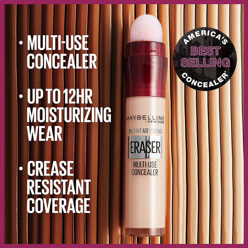Maybelline New York Instant Age Rewind Eraser Dark Circles Treatment Multi-Use Concealer, 147.5, 1 Count (Packaging May Vary)