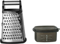 KitchenAid Gourmet 4-Sided Stainless Steel Box Grater with Detachable Storage Container, 10 inches tall, Black