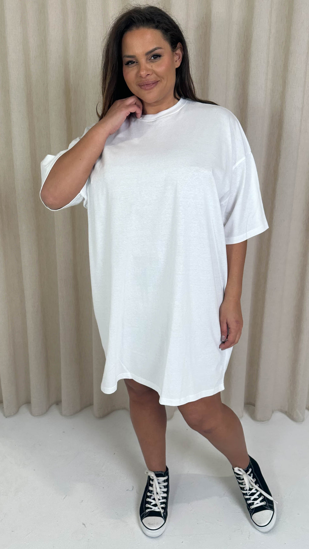CurveWow Oversized T-Shirt Dress White