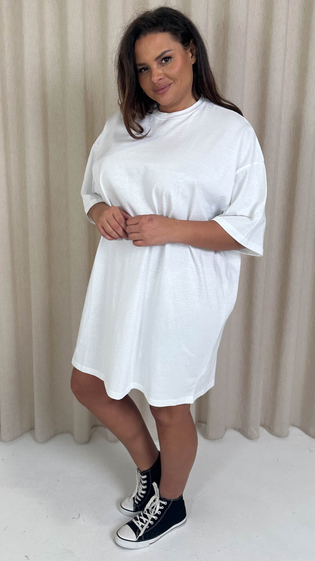 CurveWow Oversized T-Shirt Dress White