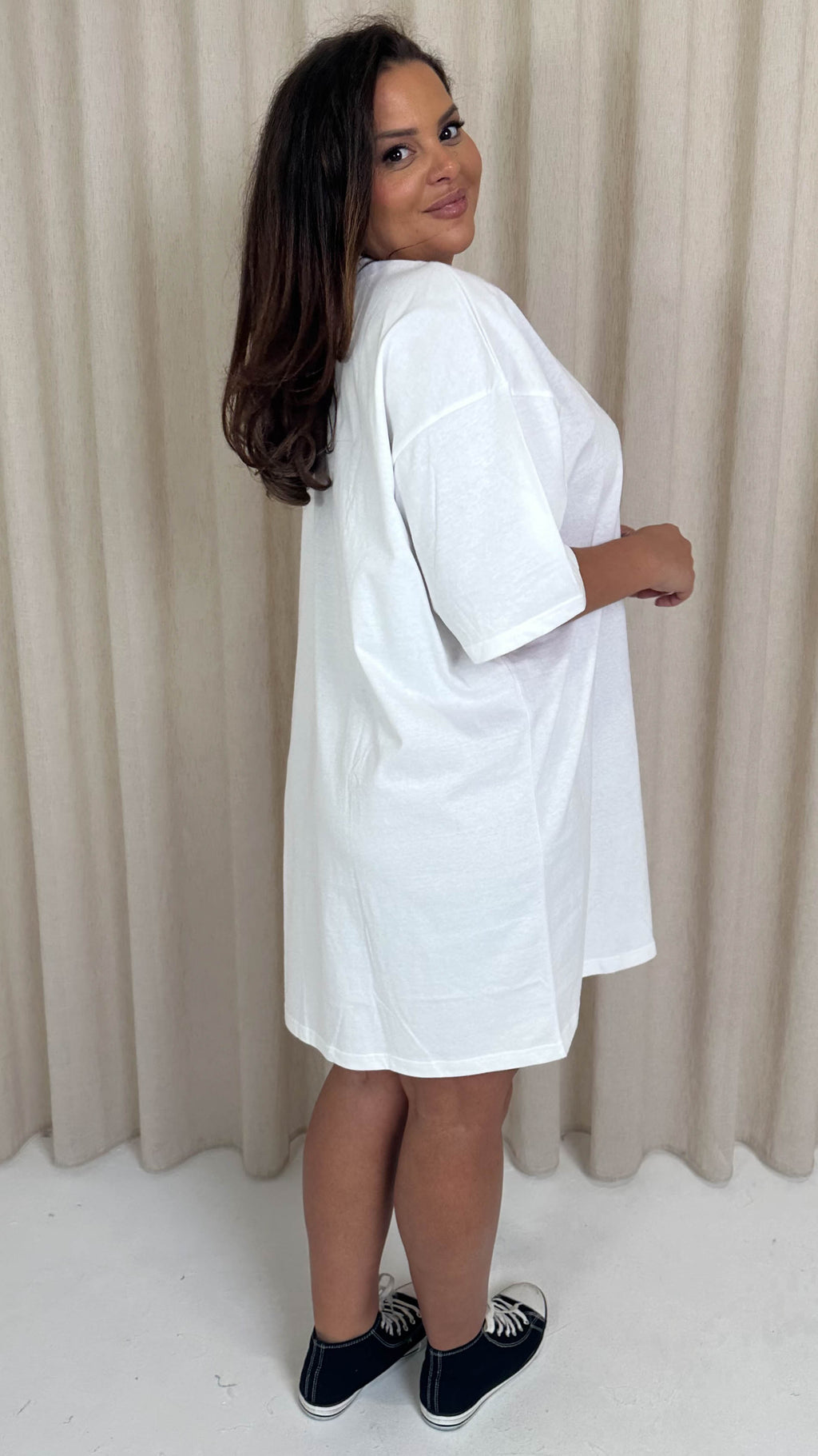 CurveWow Oversized T-Shirt Dress White
