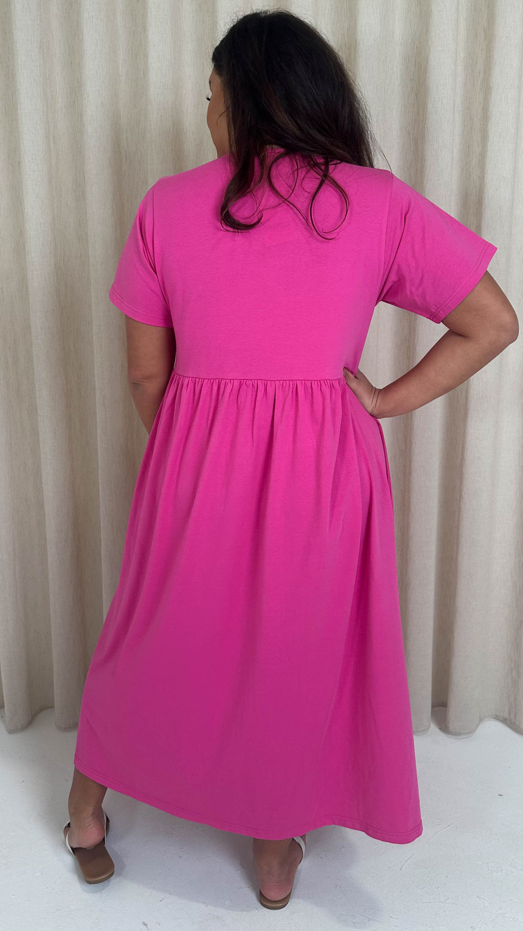 CurveWow Wrap Midi Dress Pink