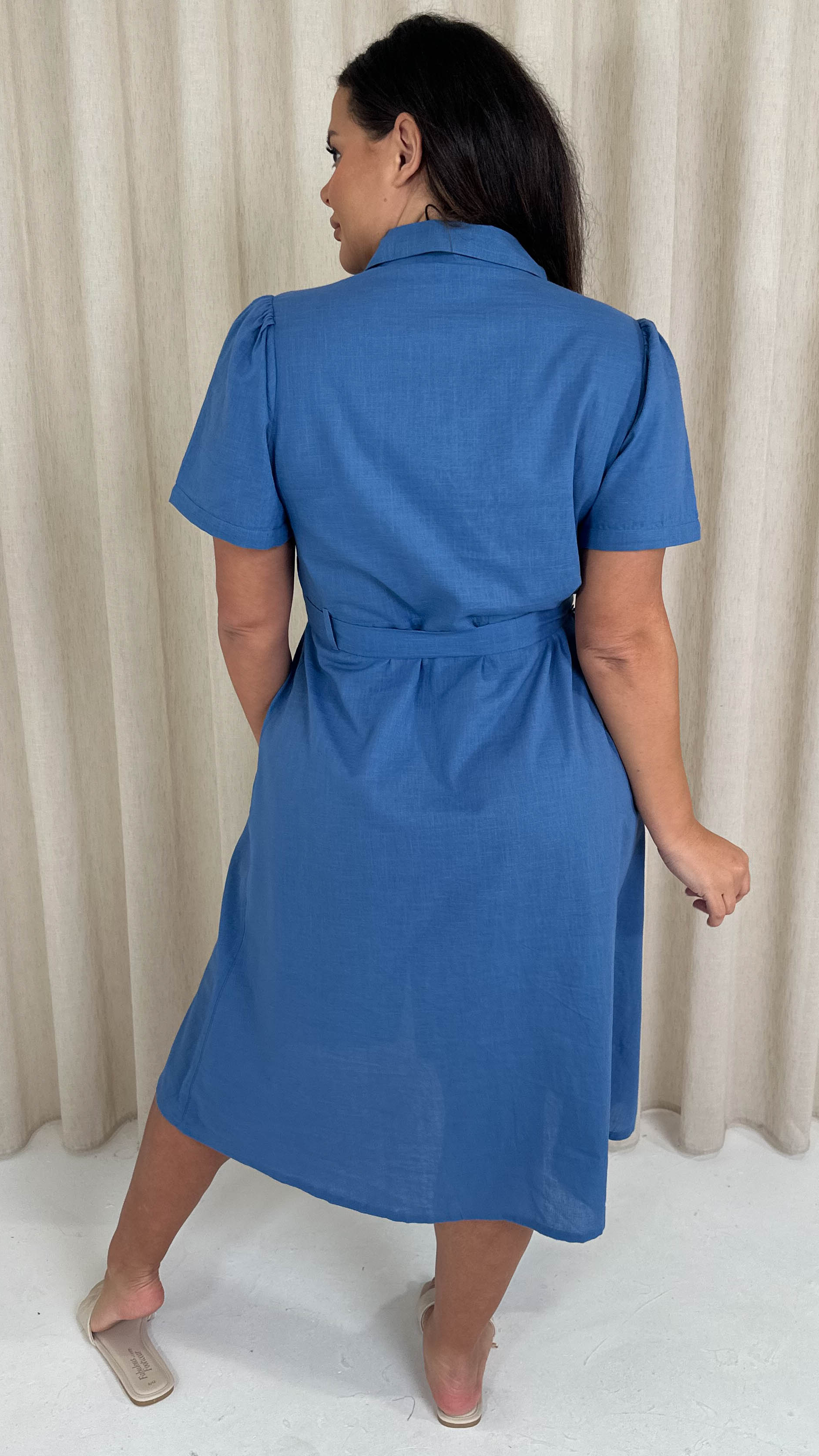 CurveWow SS Pocket Utility Dress Blue