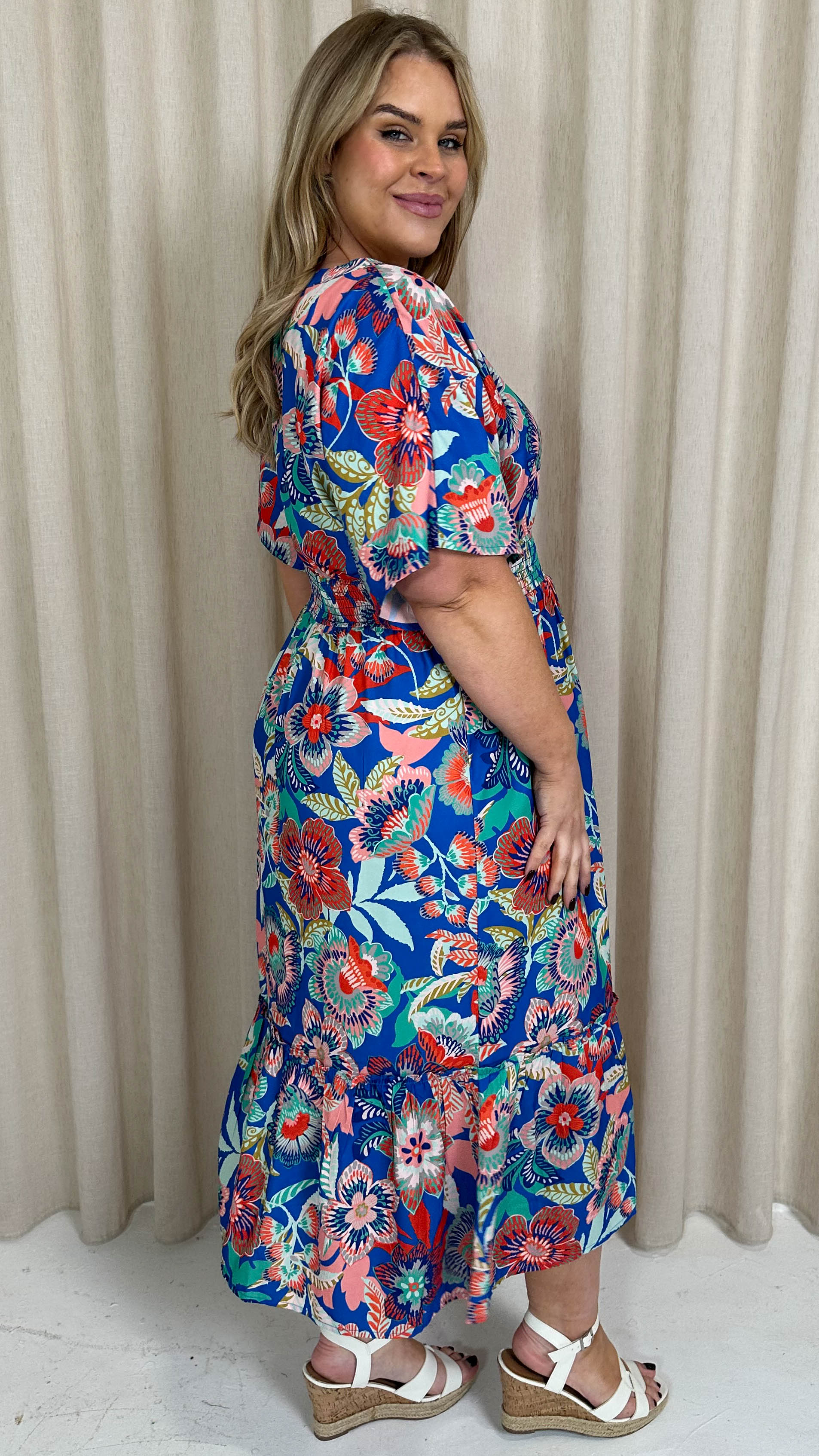 CurveWow Kimono Midaxi Dress Multi Floral
