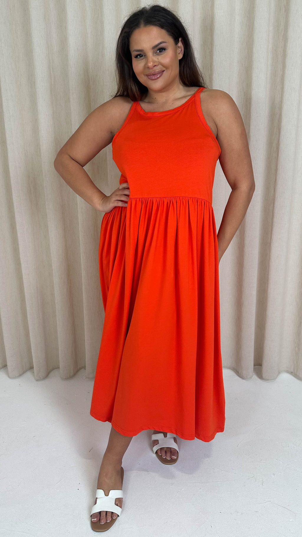 CurveWow Racer Aline Midi Dress Red