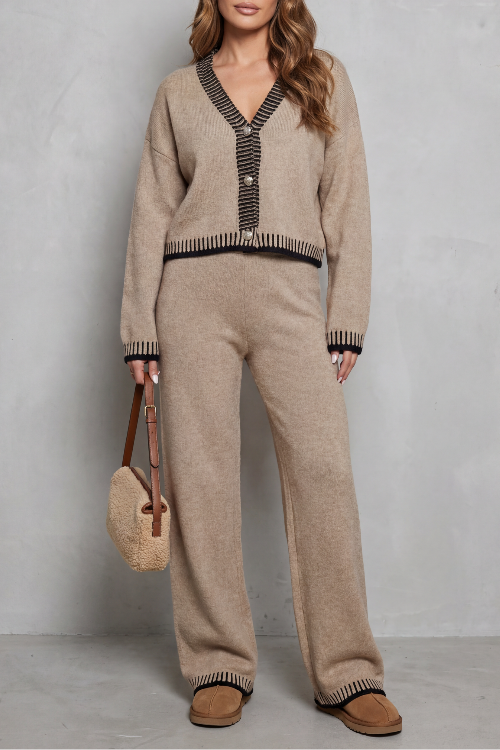 Cerivelle – Contrast trim – Knit loungewear set