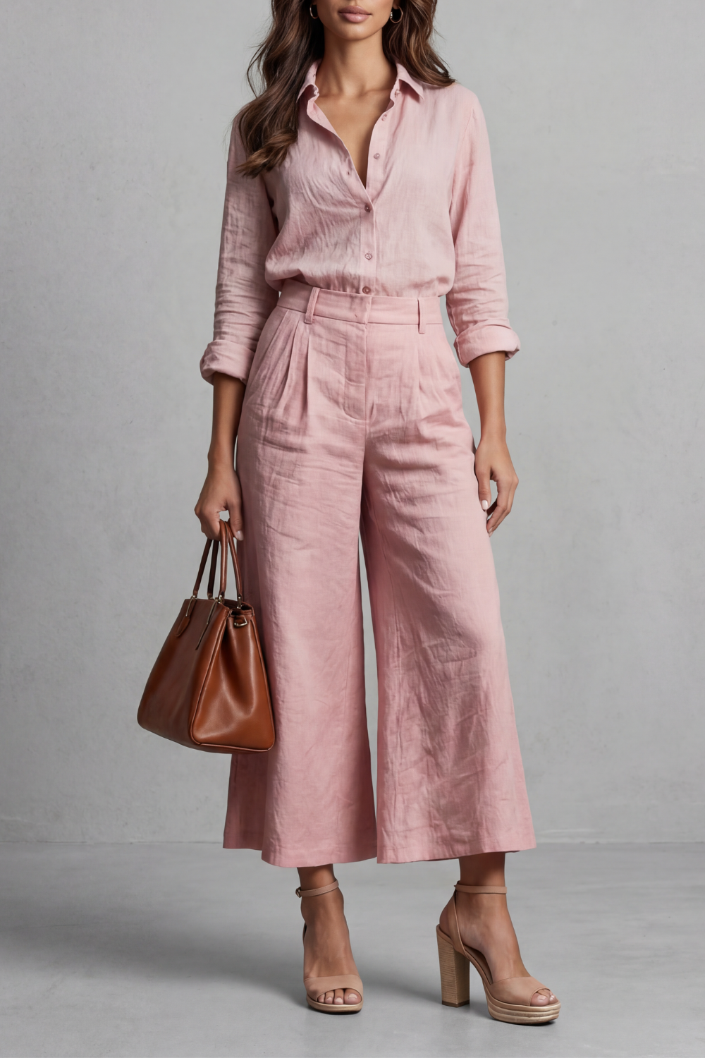 Elavine – Soft linen finish – Wide-leg co-ord set