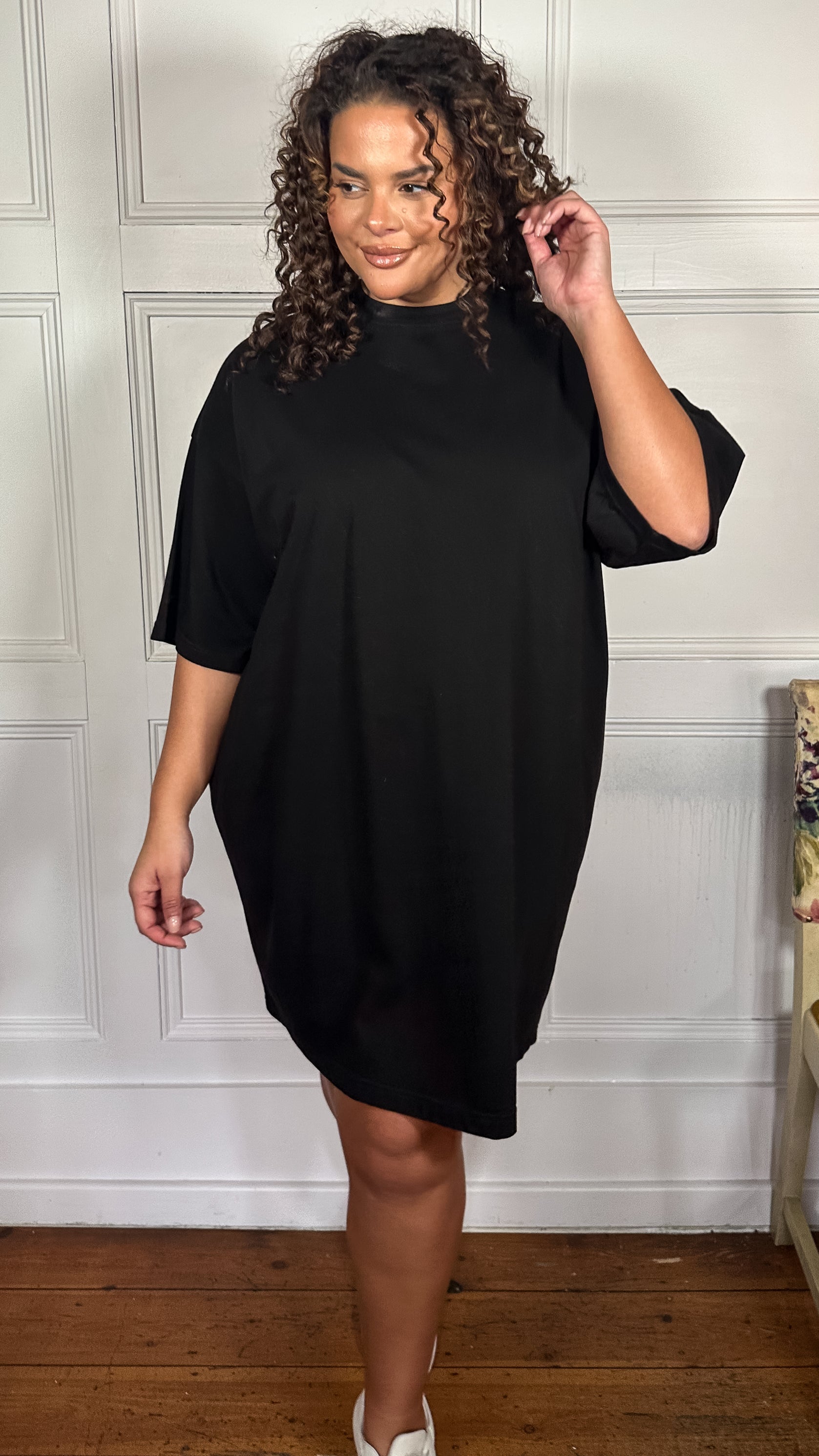CurveWow Oversized T-Shirt Dress Black