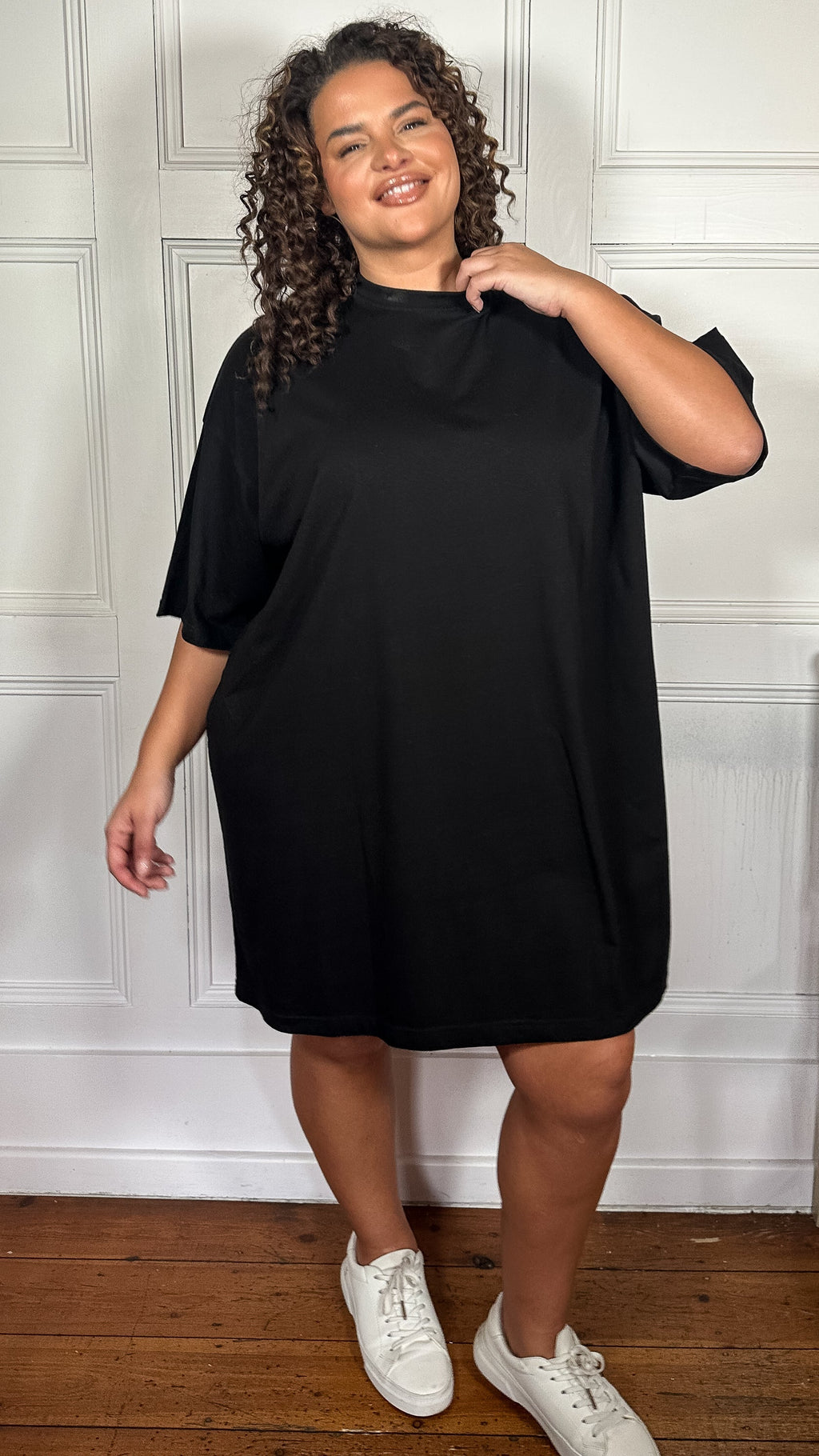 CurveWow Oversized T-Shirt Dress Black