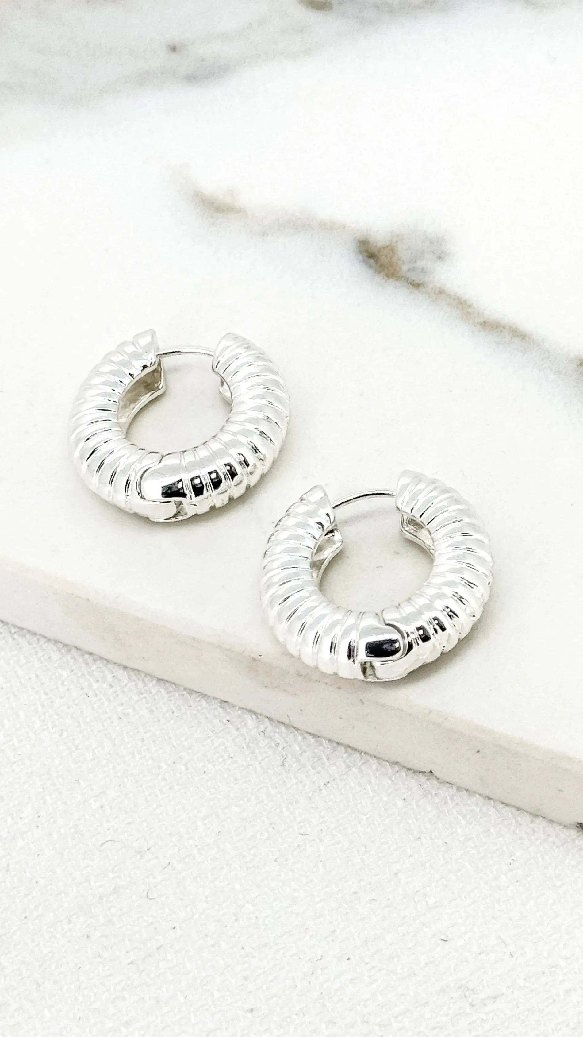Gold Ribbed Chunky Hoops