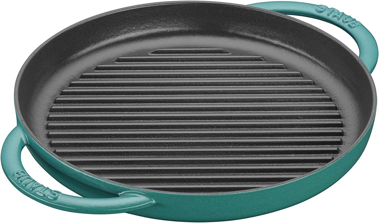 Staub Cast Iron 10-inch Pure Grill - Turquoise, Made in France