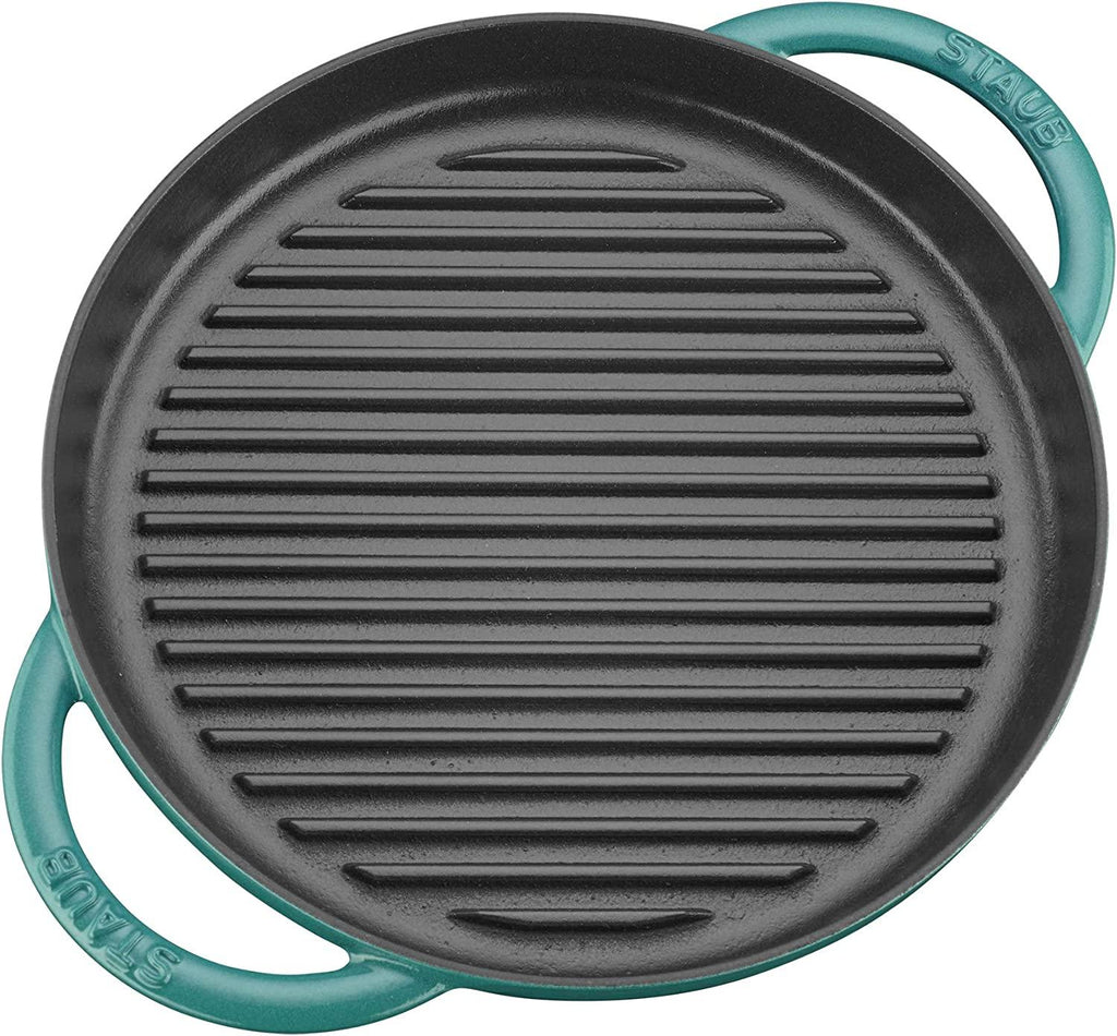Staub Cast Iron 10-inch Pure Grill - Turquoise, Made in France