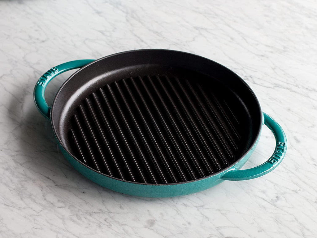 Staub Cast Iron 10-inch Pure Grill - Turquoise, Made in France