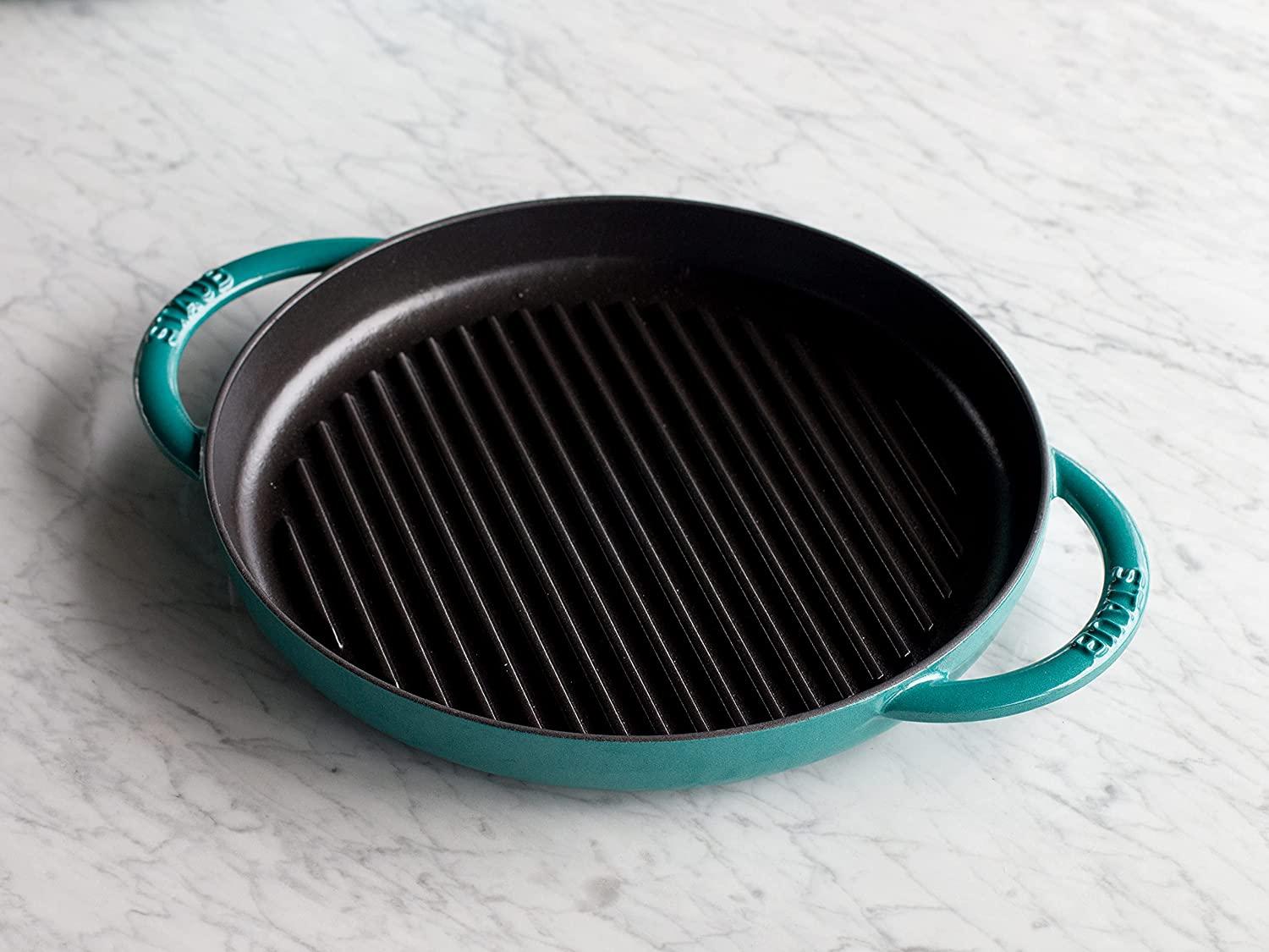 Staub Cast Iron 10-inch Pure Grill - Turquoise, Made in France