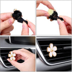 6 Pcs Daisy Air Vent Clips, Cute Flower Air Conditioning Outlet Clip Car Air Fresheners Vent Clips Car Interior Decor Charm Car Decoration Cute Car Accessories for Women Girls + Mask Hook(White)