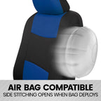 BDK PolyPro Car Seat Covers Full Set in Blue on Black – Front and Rear Split Bench Seat Covers, Easy to Install, Car Accessories for Auto Trucks Van SUV