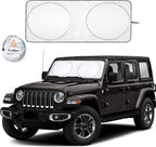 EcoNour Windshield Sunshade for Jeep Wrangler | Sun Visor for UV Rays &amp; Heat Protection | Suitable for Wrangler, Compass, Gladiator &amp; Renegade | Accessories for Jeep Wrangler