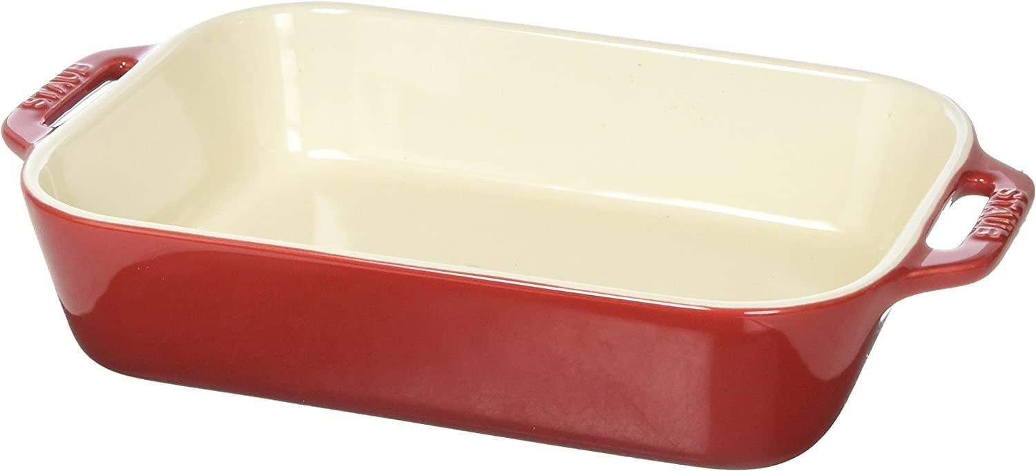 STAUB Ceramics Rectangular Baking Dish, 10.5x7.5-inch, Cherry