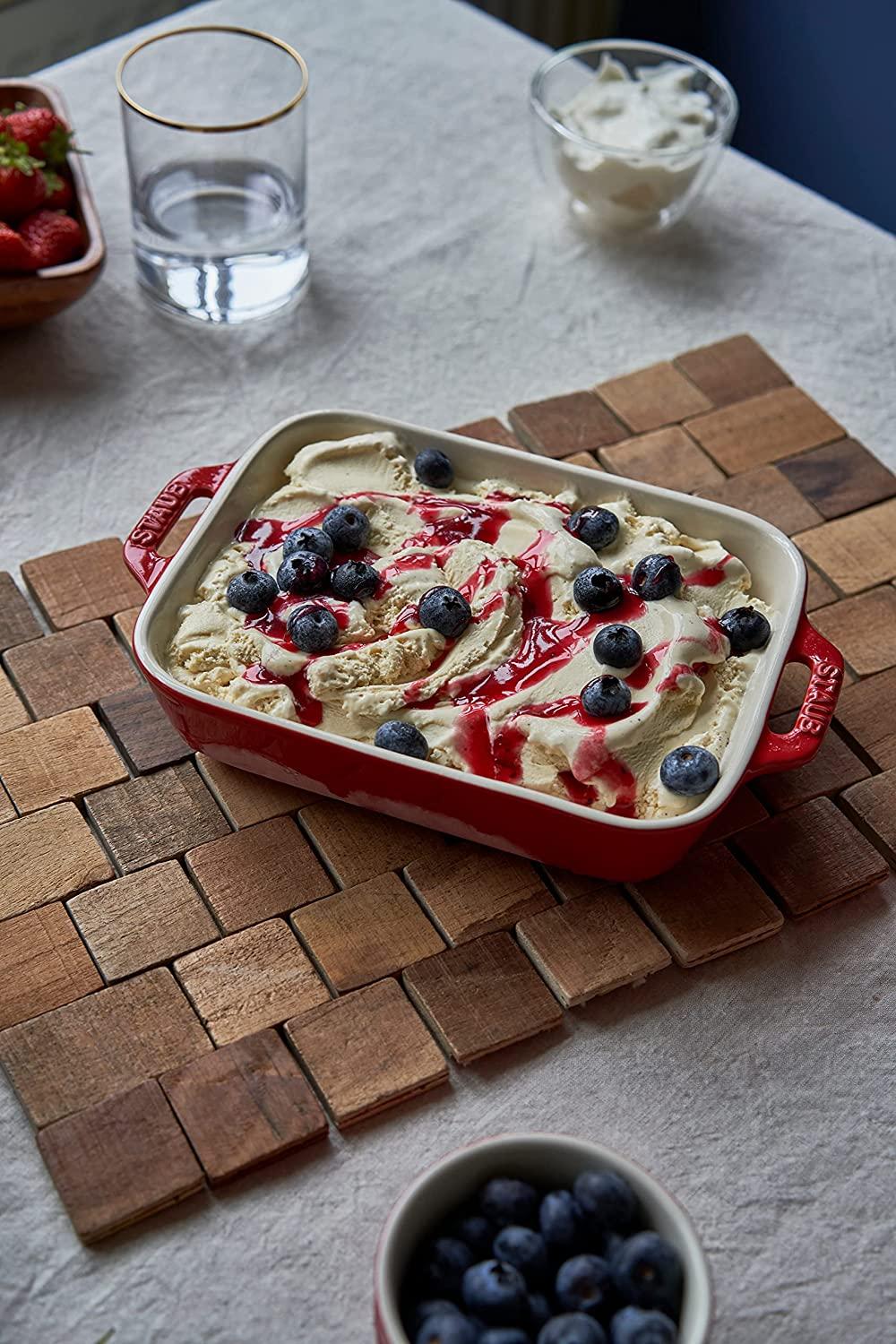 STAUB Ceramics Rectangular Baking Dish, 10.5x7.5-inch, Cherry