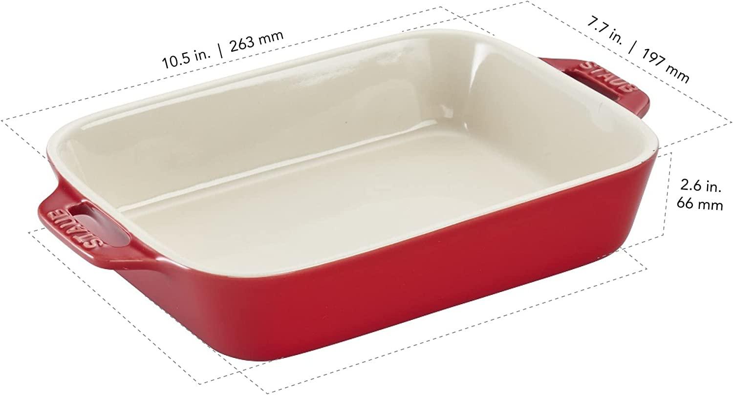 STAUB Ceramics Rectangular Baking Dish, 10.5x7.5-inch, Cherry