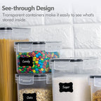 3/4/7pcs Plastic Airtight Food Containers For Kitchen Organization With Lids, 24 Labels, 1 Marker For Cereal And Flour StoraContainers PP Material