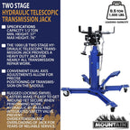Mountain Transmission Jack 1,000 Lb Capacity Two StaHydraulic Telescopic Easy to Use Foot Pump Heavy Duty Steel Construction Dual Axis Pivoting Saddle MTN60504