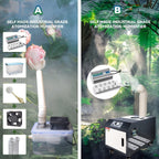 Mxmoonant Mist Maker 10 Head Ultrasonic Pond Fogger 7000ml/H Mist Humidifier with Float 400W Power Supply for Landscape Vegetable Preservation Scenic Magical Atmosphere
