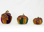 Katherine's Collection 2023 Harvest Paper Mach Pumpkins with Leaves Set of 3