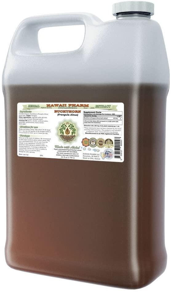 Buckthorn Alcohol-Free Liquid Extract, Organic Buckthorn (Frangula Alnus) Dried Bark Glycerite Hawaii Pharm Natural Herbal Supplement 64 oz