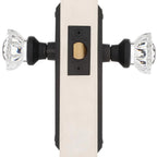 York Plate 2-3/8 in. Backset Oil-Rubbed Bronze Privacy Bed/Bath Crystal Glass Door Knob
