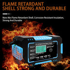 Full Car Motorcycle Battery Charger 12V 6A Auto Pulse Repair LCD Display Smart Fast CharAGM Deep Cycle GEL Lead-Acid Charger
