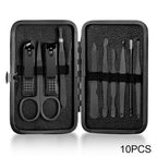 Classic Black Manicure Set Hand Feet Facial  Steel Accessories, 5 Choices