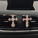ZOSTLAND Rhinestone Car Decorative Clip,Car Air Fresheners,Metal Car Vent Clip,Bling Car Air Vent，Personalized Automotive Interior Decoration Accessories,Car Decor Gift for women,men (2pcs Cross)