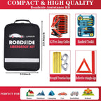 LIANXIN Roadside Emergency Car Kit-Safety Car Kit Car Emergency Kit with Jumper Cables Roadside Assistance Kit, Tow Rope, Safety Hammer, Reflective Warning Triangle,Car Tool Kit