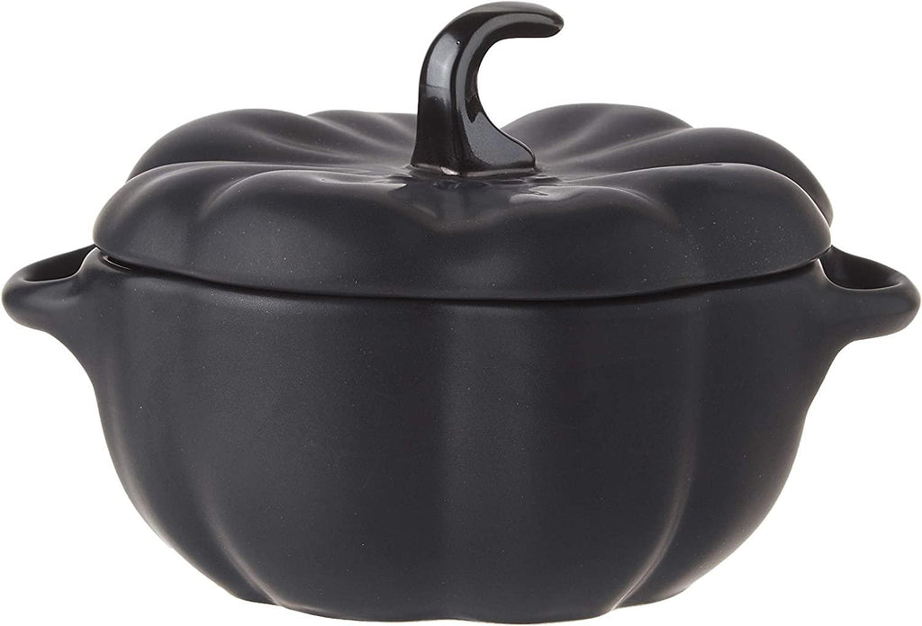 STAUB Ceramic Pumpkin Dish, .5 Qt, 16-oz, Matte Black, Oven Safe