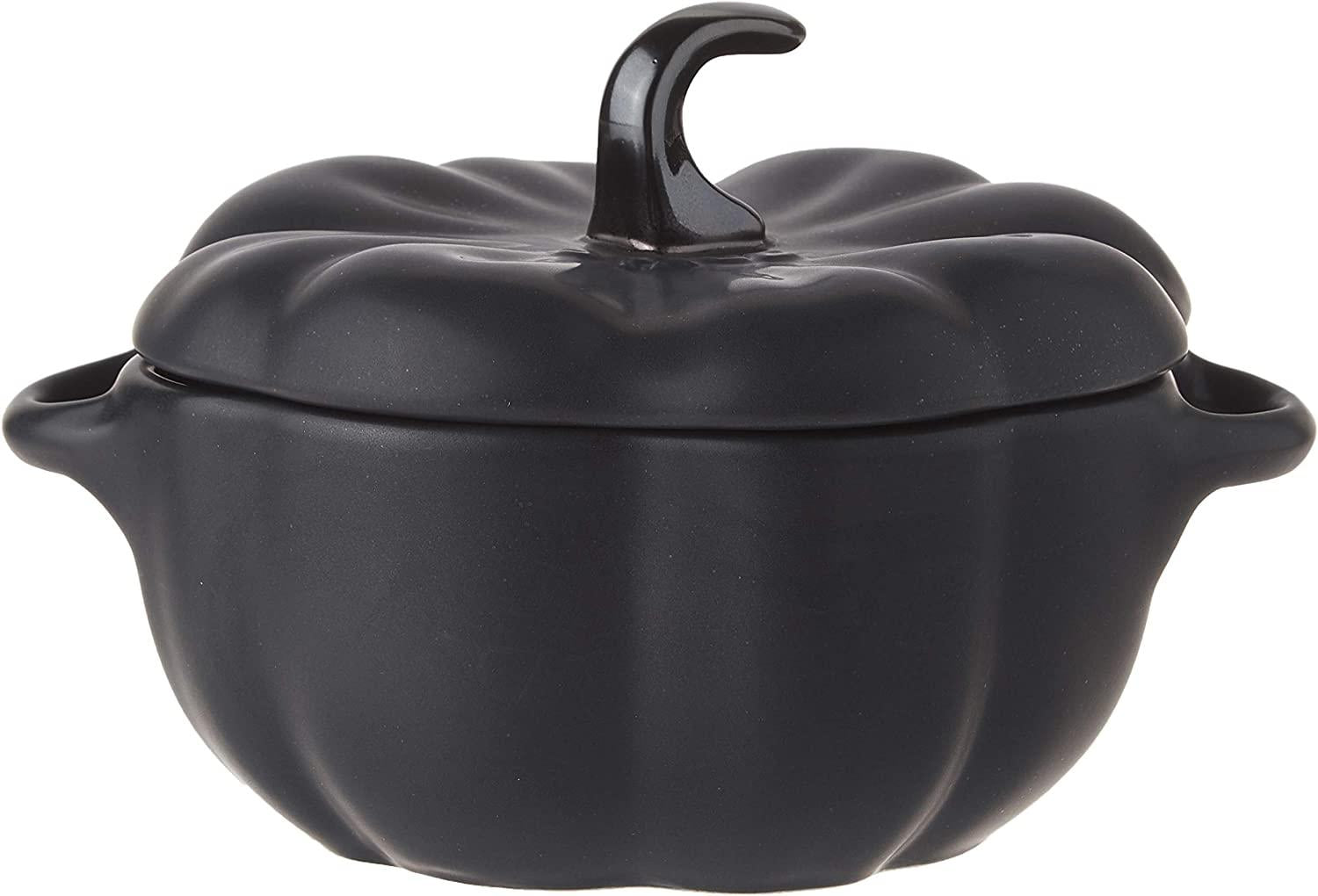STAUB Ceramic Pumpkin Dish, .5 Qt, 16-oz, Matte Black, Oven Safe