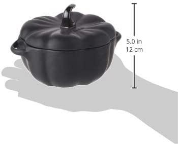 STAUB Ceramic Pumpkin Dish, .5 Qt, 16-oz, Matte Black, Oven Safe