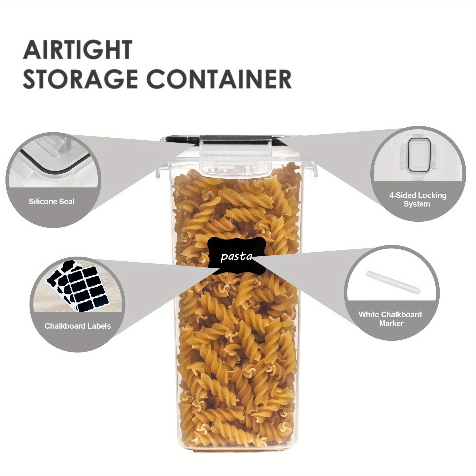 12pcs Airtight Food StoraContainers: BPA Plastic Kitchen Canisters For Flour, Sugar, Cereal &amp; Labels
