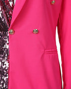 Sequins Colorblock Double Breasted Blazer Dress