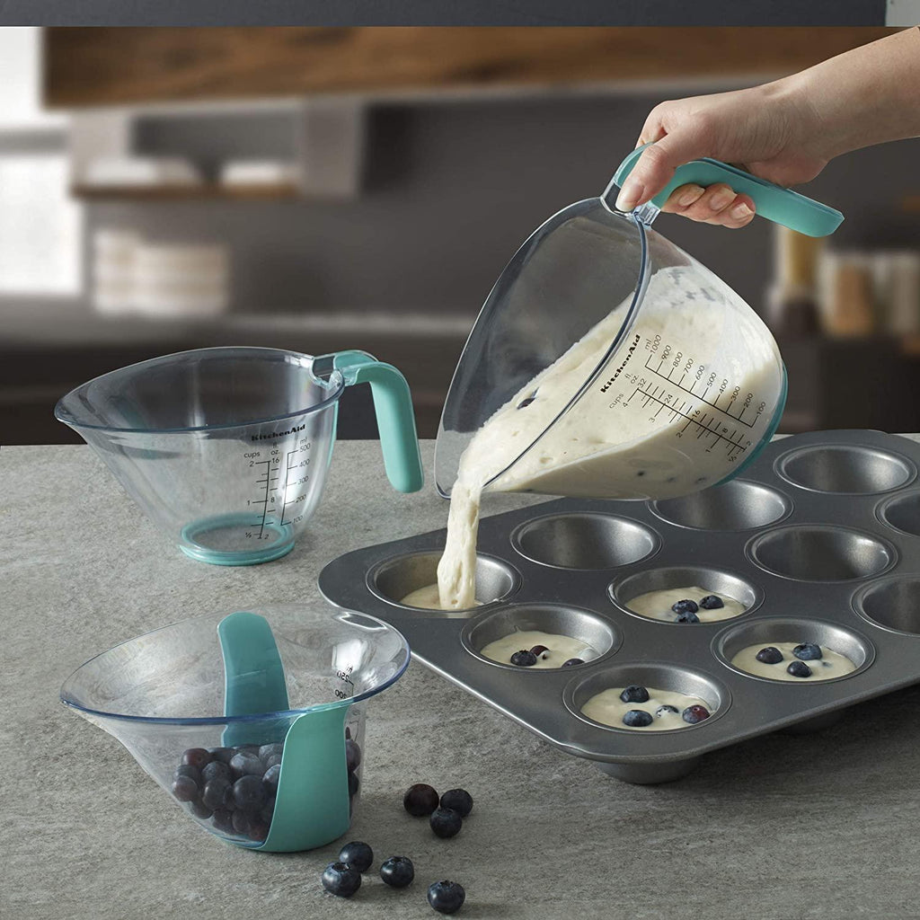 KitchenAid KO298OSAQA Gourmet Measuring Jugs, Set of 3, Aqua Sky