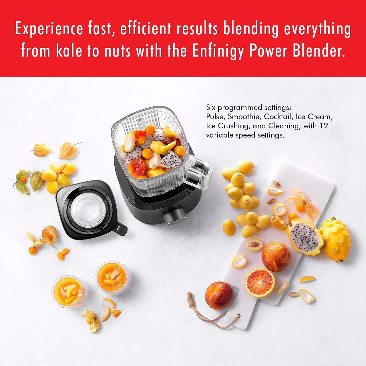 ZWILLING Enfinigy Power Blender, Piranha Teeth Winglet Blade for Ultimate Blending, 6 programs for Ice cream, Smoothies and more, 64oz pitcher, 12 speed, Black