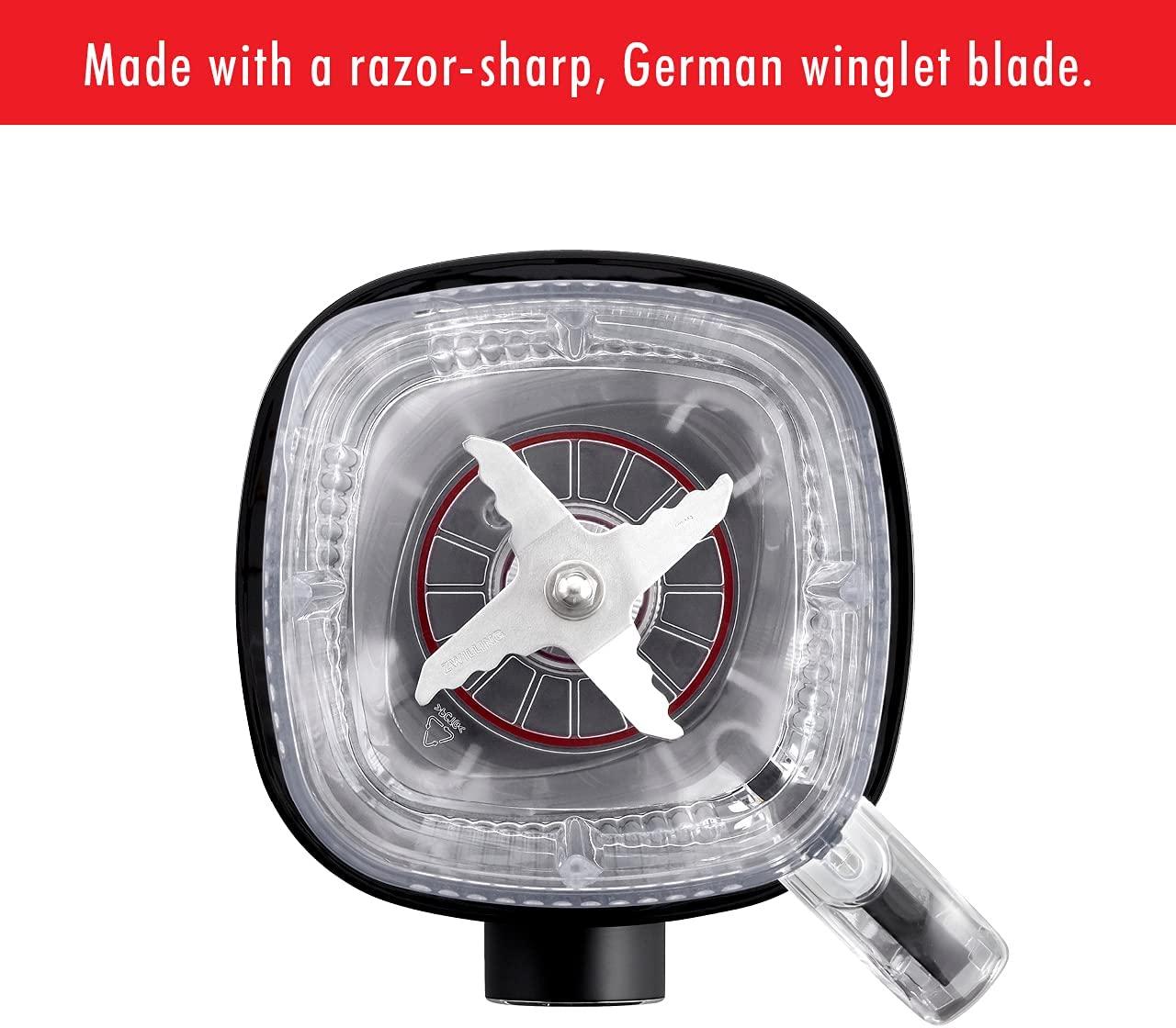 ZWILLING Enfinigy Power Blender, Piranha Teeth Winglet Blade for Ultimate Blending, 6 programs for Ice cream, Smoothies and more, 64oz pitcher, 12 speed, Black