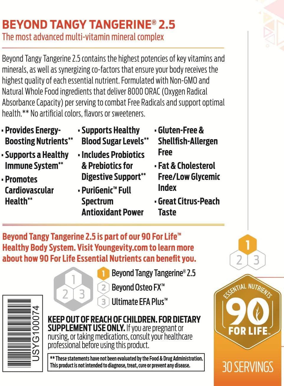 Youngevity Beyond Tangy Tangerine 2.5 Citrus Peach Fusion Multi-Vitamin (New) (6)