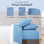 LuxClub 6 PC Full Size Sheet Set Bamboo Sheets Deep Pockets 18" Eco Friendly Wrinkle Free Cooling Sheets Machine Washable Hotel Bedding Silky Soft - Light Blue Full