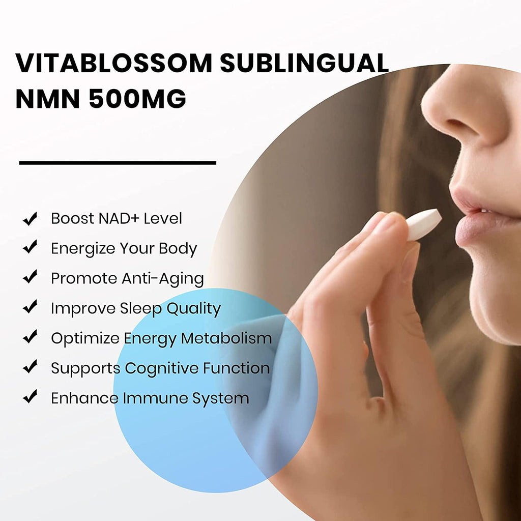 Vitablossom Sublingual NMN 500mg x 1200 Tablets-Fast-Acting NMN Supplement Lozenges (Nicotinamide Mononucleotide) -Increase NAD+ & Anti-Aging, Energy Supplement, Cellular Repair & Healthy Supplement