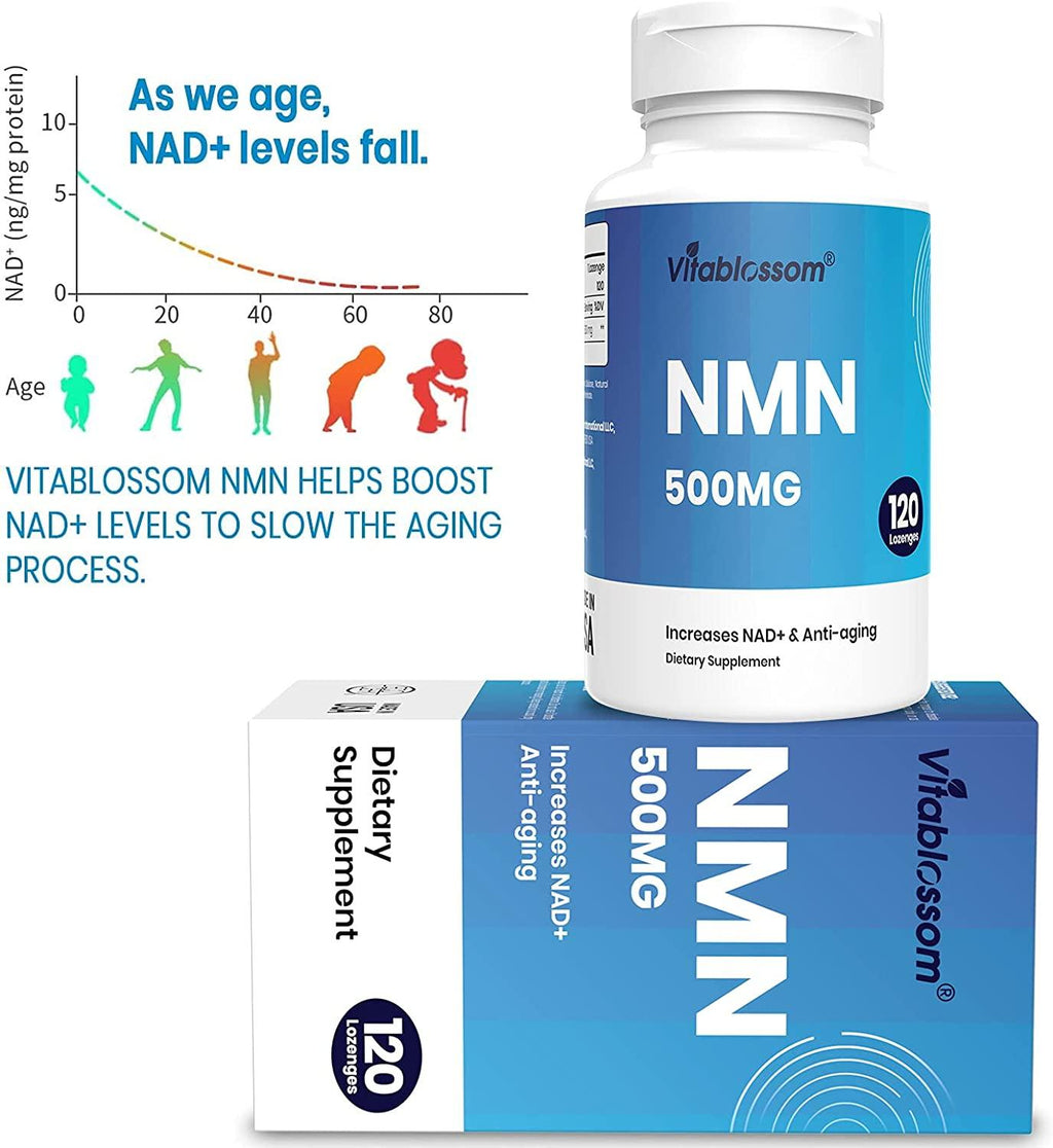 Vitablossom Sublingual NMN 500mg x 1200 Tablets-Fast-Acting NMN Supplement Lozenges (Nicotinamide Mononucleotide) -Increase NAD+ & Anti-Aging, Energy Supplement, Cellular Repair & Healthy Supplement
