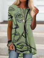 Fashion Abstract Print Round Neck T-shirt