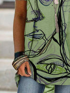 Fashion Abstract Print Round Neck T-shirt
